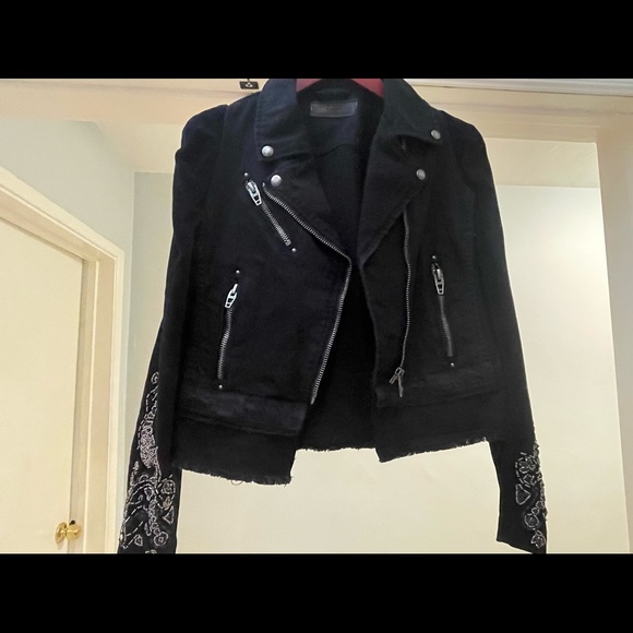 BlankNYC Black Denim and Velvet Embellished Jacket Small NWOT - Picture 9 of 9